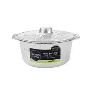 Lemon & Lime Foil BBQ Pot with Lid 2-Pack 3.8L/29cm (Silver)