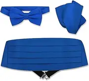 [Vesuvio Napoli] Cummerbund BowTie & Hanky Set - Men's Cummerbund Bow Tie Pocket Square Solid Colors