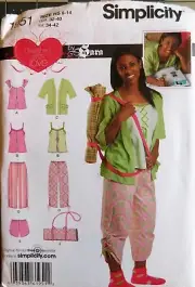 Simplicity 1951 Pattern Kimono Top Pants Shorts Pillow Cover w/ Shoulder Strap
