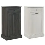 HOMCOM Hidden Trash Can Container Tilt Opening Kitchen Cabinet Bin