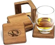 The Memory Company | Licensed NCAA 6-Pack Team Logo Acacia Square Coaster W/Holder,University of Georgia