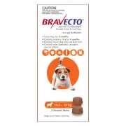 Bravecto Chew Dog 4.5-10kg Orange 2 Pk Oral Chewable Flea Tick Mite Treatment