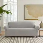 Sure Fit Hampstead Stretch Velvet Sofa Machine Washable Couch Cover Light Gray: