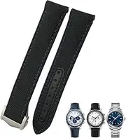[MGTCAR] 19mm 20mm 21mm Nylon Canvas Curved End Watchband Fit for Omega Seamaster 300 AT150 Speedmaster，For Longines Watch Strap