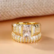 2.30Ct Round Cut Simulated Emerald Bridal Ring 925 Silver Gold Plated