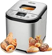 BreadMaker Machine, Multifunctional Breadmakers with 15 Preset Menus and Recipe, Timer, Keep Warm Setting, Yogurt Cake Bread Toast Baking Machine for Kitchen Baking Loaf