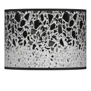 Drum Print Lamp Shade Terrazzo Medium 13.5x13.5x10 Spider with Harp and Finial