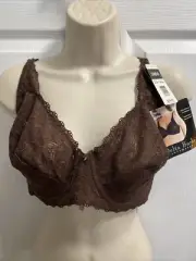 NEW W TAGS $28 DELTA BURKE Sz 38 DD Brown floral lace comfort Underwire Bra
