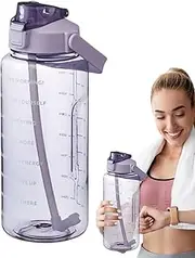 Water Bottle with Straw | Leak-Proof Sports Water Bottle | Sport Water Bottle | Sport Drinks Jug | Drinking Bottle with Handle for Camping, Football, Rock Climbing