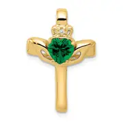 14k 6mm Claddagh Mount St. Helens AAA Diamond Cross Pendant