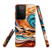 For Samsung Galaxy S21 Ultra Tough Protective Cover, Swirling Gold