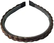 Messy Braided Headband with Teeth Synthetic Hair Plaited Headband High Elasticity Braids Fishtail Braided Hair Band Hairpiece for Girls Women (Light Brown, 34cm)