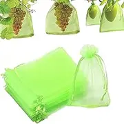 Dcpes 15×20cm Fruit Protection Bags, Reusable Mesh Drawstring Protectors Bag for Fruits Vegetables, Garden Orchard Netting Protector, 50PCS, Green