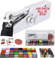 105 PCS Handheld Sewing Machine + Color Thread Kit + Case, Hand Sewing Machine,