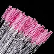 K KISHOMY Disposable Eyelash Brushes with Spiral Design Multi-color Mascara Wands Portable Makeup Applicator Kit for Eyelash Extensions and Eyebrow Brush (Crystal Pink-100Pcs)