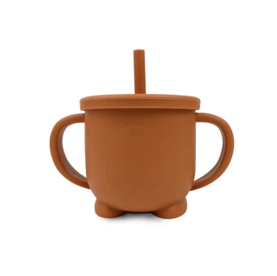 Silicone Non-spill Sippy Straw Cup First Stage - Spiced Pumpkin