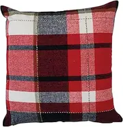 [Creative Co-Op] 20" Square Brushed Cotton Flannel Pillow, Multi Color Plaid