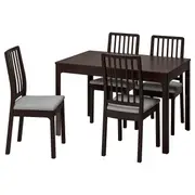 EKEDALEN / EKEDALEN table and 4 chairs, dark brown/Orrsta light grey, 120/180 cm