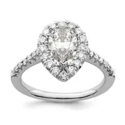 1.50ct. CZ Solid Real 14K White Gold Pear Halo Engagement Ring
