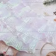 22 Yards Iridescent Fabric Ruffle Trim, Pleated Lace Ruffle Ribbon Chiffon Fabric, Organza Tulle Ruffled Fabric Trim for Sewing Costume Dress Bag Decoration Trimming Craft