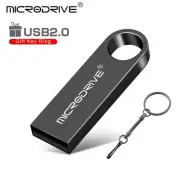 MicroDrive Hi Speed 128GB USB 2.0 Key Ring Flash Drive - Black