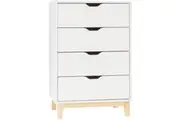 Freja Modern Scandinavian Chest Of 4-Drawers Tallboy Storage Cabinet - White/Natural
