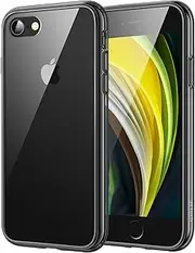 JETech Case for iPhone SE 3/2 (2022/2020 Edition), iPhone 8 and iPhone 7, 4.7-Inch, Non-Yellowing Shockproof Phone Bumper Cover, Anti-Scratch Clear Back (Black)