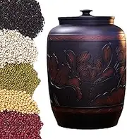 Rice Storage Container with Airtight Lid Grain Storage Ceramic Jar Dry Food Dispenser Kitchen Ceramic Rice Bucket 33LB 44LB 66LB for Cereal Sugar Cookies(44LB)
