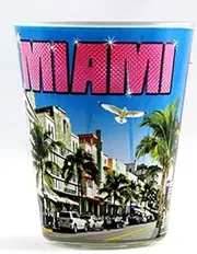 Miami Florida Blue Colorful Collage Glassware Shot Glass CTM
