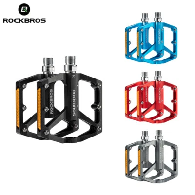 ROCKBROS Mountain Bike BMX MTB Road Bicycle Pedals Flat Reflective Aluminium