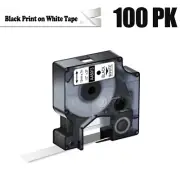 100PK For Dymo D1 LabelManager 400 450 Label Black on White Tape 45013 1/2"×23ft