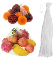 Mesh Bags Drawstring Reusable Produce Bags - 100Pcs Grocery Fruit 24 inch White