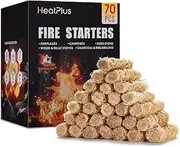Heatplus Fire Starter -70 Pcs Fire Starters for Campfires, Fireplace, Grill, Wood & Pellet Stove, Fire Pit, BBQ, Survival, ooni Pizza Ovens, Water Resistant and Odorless Safe for Indoor/Outdoor Use
