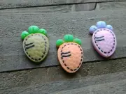 3 Resin Carrot Cabochons Slime Charms Vegetable Garden Mixed Lot Flat Back