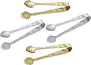 VALICLUD 4pcs Mini Appetizer Tongs Stainless Steel Sugar Ice Serving Tongs Tea Party Coffee Bar Essentials Versatile Kitchen Tool for Ice Cubes Appetizers