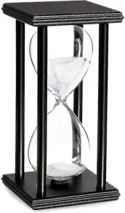 20 Minutes Hourglass White Sand Timer Wooden Black Stand - Office Kitchen Decor Home