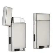 Butane Lighter with Keyhole, 2 Pack Double Jet Flame Torch Lighter with Visible Window,Without Gas Silver
