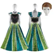 Women's Princess Anna Dress Costume Halloween Christmas Cosplay Fancy Dress Coronation Only necklaces One-size-fits-all