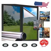Static Cling Reflective Window Film - 99% Daytime Privacy Covering for Offices