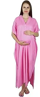 [Bimba] Maternity Kaftan Belt Nursing Night Gown, Front Buttons,