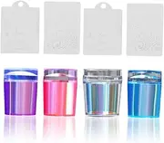 Healeved 4 Sets Nail Stamp Template Drill Nails Sticker Glue Kit Manicure Polish Impress Brushes Charms Primer Tools Postage Stamps Scraper Nail Oil Nail Plates for Nail Art Stamper Pp