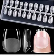 Gelike EC Extra Short Soft Gel Nail Tips Kit for Soak Off Nail Extensions,Full Cover,Coffin Shaped,Pre-buff PMMA Resin,Clear Ultra-Thin Design,15 Sizes,240 Pieces