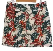 Target Size 18 Green Burgundy Grey White Tropical Woven A-Line Skirt NWT