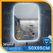 Simplus Smart Bathroom Mirror Vanity LED Light Wall Mirrors Anti-Fog 50x95cm