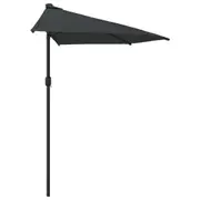 Half-Round Garden Parasol With Air Vent Canopy Outdoor Umbrella Shade 270x144cm