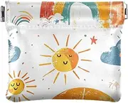 [YXYZRMY] Sun Cloud Star Cute PU Leather Squeeze Coin Purse, Coin Pouch Change Holder for Women Men, Mini Portable Cosmetic Bags for Women, Multi-colored, one size, Multi-style, Multi-colored, one size
