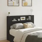 vidaXL Headboard Cabinet with LED Black 140x16.5x103.5 cm