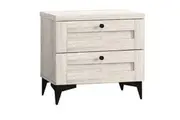 Miyake Wooden Bedside Nightstand Side Table W/ 2-Drawer - Urband Snow
