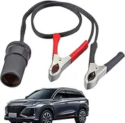 Car Adapter to Plug Socket, Car Battery Crocodile Clips to 12V/24V Socket Adapter, 30A Car Socket Extension Cord Safe Adapter for, Inverter & Compressor Use