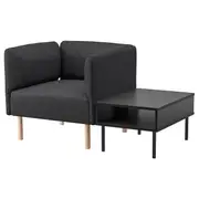 LILLEHEM armchair with side table, Gunnared dark grey/wood
